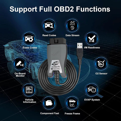 FORScan USB OBD2 Adapter For HS And MS CAN Auto Switch With Fast Data Transfer And Real Time Diagnostics displayed with features