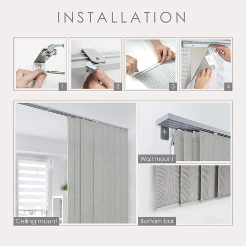 Installation process of Adjustable Sliding Panel Track Blinds For Large Windows And Patio Doors, 45.8 To 86 Inches Wide And 96 Inches High