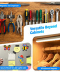 Magnetic tool organizer and magnets demonstrating versatile use, related to Slim Magnetic Cabinet Door Catches Set Of 9 Pairs Matte Black.