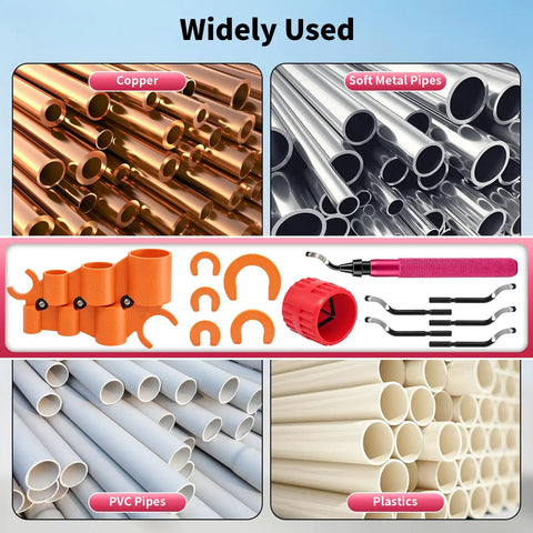 13 Piece Pipe Deburring Tool Set With 5 High Speed Steel Blades Inner Outer Reamer Chamfer Tool 6 In 1 Depth Gauge for PVC PEX Copper Aluminum Tubing