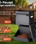 Built Tough Automatic Dog Feeder For Large Breeds Outdoor Gravity Pet Food Dispenser With 25 Pound Capacity showing dog food compartment.