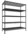 Five Tier Heavy Duty Wire Shelving Unit For Warehouse And Supermarket Built To Last 71 Inch Tall black steel rack