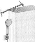 Dope 12 Inch Rain Shower Head With Handheld Spray Dual Square Rainfall Set Anti Leak Adjustable 13.5 Inch Extension Arm silver