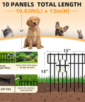 Diagram showing 1.2 Inch Gap Animal Barrier Fence Panels No Dig Garden Fencing Kit with dimensions and animals for yard use