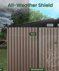 12 By 10 Ft Outdoor Metal Storage Shed For Backyard And Patio, demonstrates all-weather protection from rain, sun, wind