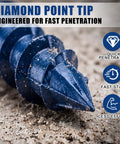 Diamond point tip of Built Tough 200 Piece Concrete Screws 3/16 X 1-3/4 Inch Blue Star Drive designed for fast penetration.