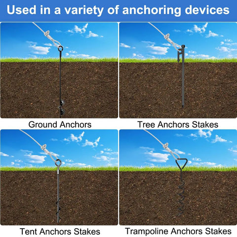 Heavy Duty Pro Grade DIY Friendly One Eighth Inch Wire Rope Kit with various anchoring devices including ground and tree anchors