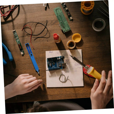 Two Piece Manual Desoldering Pump Solder Removal Tool Suction Gun For PCB Durable Solder Sucker on a workbench