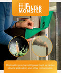 Person installing Magnetic Filter Slot Seal For 1 Inch Furnace Filters, Easy Fit Magnetic Cover, green color, on HVAC system
