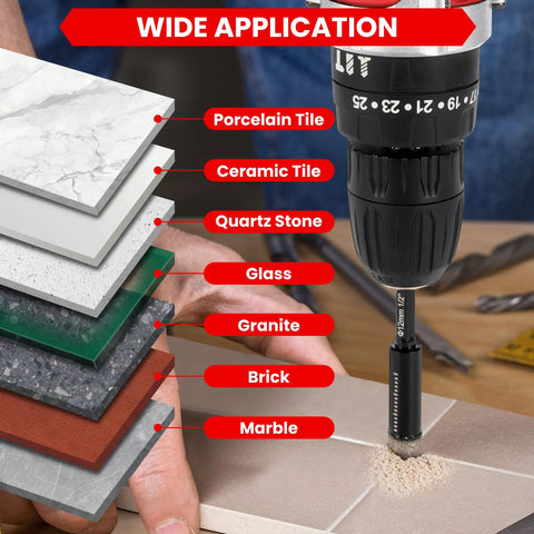 Ten Pack One Quarter Inch Diamond Drill Bits Set With Diamond Hole Saw For Ceramic Tile Glass Granite Marble Brick And Stone