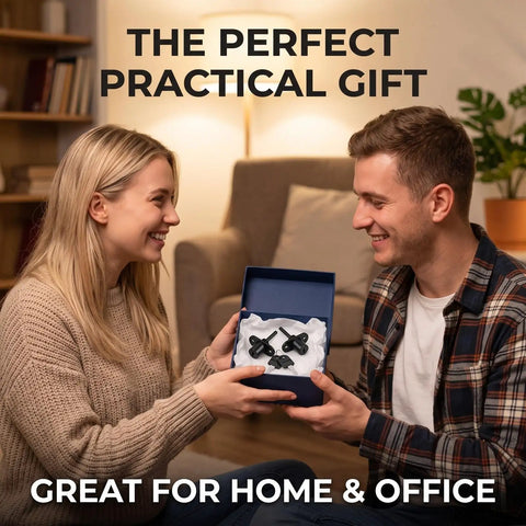 Two people exchanging a box containing 2 Pack Heavy Duty 3 Way Linkage File Cabinet Locks With Keys For Office Desk Storage.