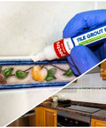 Person using Grout Pen White 2 Pack With 4 Extra Nibs Waterproof Grout Whitener And Paint For Bathroom And Kitchen Easy To Apply Restores Dirty Grout Lines 0.27oz Each Great For Tile Grout Renewal on decorative tile.