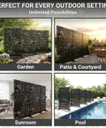 Outdoor Metal Privacy Screen 72 Inch Freestanding Divider Panel With Laser Cut Tropical Leaf Design Weatherproof Steel Garden Fence For Patio Deck Backyard And Balcony Modern Privacy Solution in various settings