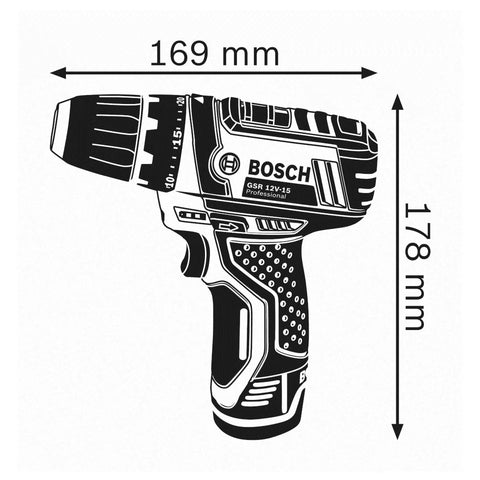 Compact Cordless Drill Driver 12 Volt With Sweet 30 Nm Kickass Torque And Slick 1300 Rpm Motor For Hardcore Handyman Duties And Smooth Home Repair Work shown with dimensions 169mm x 178mm.
