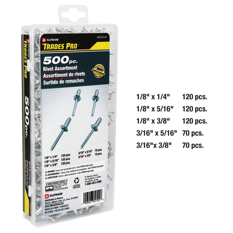 Top Tier Heavy Duty Aluminum Pop Rivet Set Including Five Hundred Mixed Size Metal Fasteners With A Knockout Storage Box Designed For Hella Solid Grip And No Sweat Diy Build Jobs Or Weekend Garage Grinds