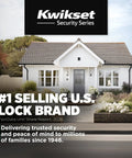 Home with garden featuring sign for Kwikset Security Series, number one selling U.S. lock brand with peace of mind since 1946.