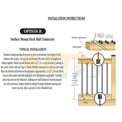 Installation instructions for 10 Pack Three Quarters Inch Round 36 Inch Length Black Powder Coat Balusters For Staircase Deck Porch Rails