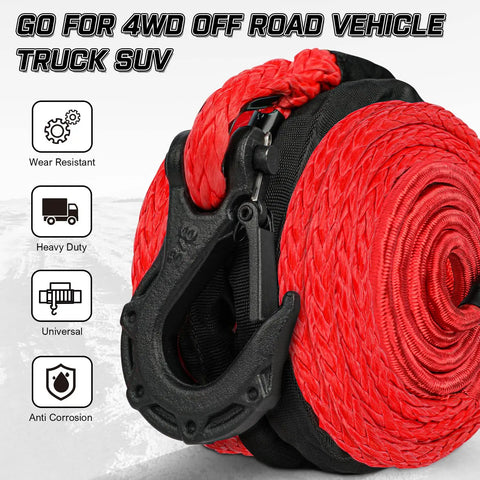 Synthetic Winch Rope Kit Half Inch By Eighty Five Feet With Thirty Two Thousand Pound Tensile Strength Made From UHMWPE