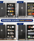 61 Inch Tall Metal Garage Storage Cabinet With Rolling Tool Cabinet Locking Two Doors And Wheels, displayed in various environments.