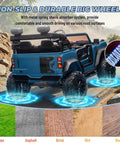 Rear view of 2 Seater Ride On Car For Kids 24V Licensed Ford Bronco Raptor Electric Ride On Truck showing big wheels and shock absorption