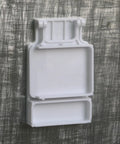 Straight Fire Garage Door Mounting Bracket For Entry Sensors, white steel mount designed for garage door sensor installation.