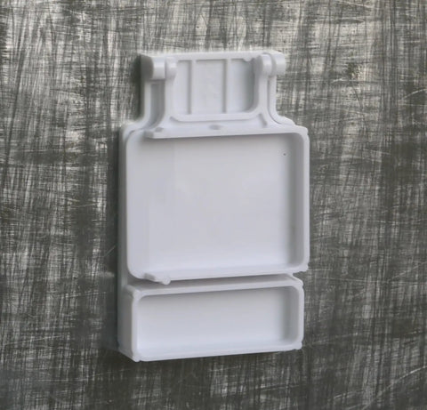 Straight Fire Garage Door Mounting Bracket For Entry Sensors, white steel mount designed for garage door sensor installation.