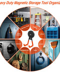 4 Pack Heavy Duty Magnetic Hooks For Garage And Home, Big 66mm Magnets With Anti Slip Coating, Vertical Wall Mount Storage grid