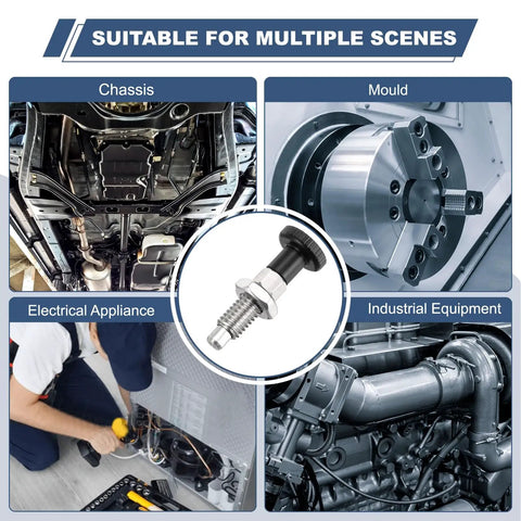 Tough As Nails M10x1.5 Ball Nose Spring Return Index Plunger Built From Bulletproof 304 Stainless Steel for industrial equipment.