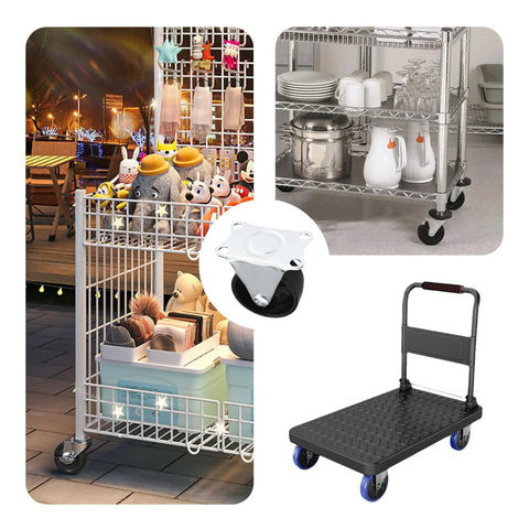 4 Pack 2 Inch Heavy Duty Caster Wheels With Solid Iron Mounting Plate for easy mobility on shelving and carts.