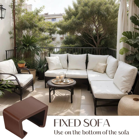 Durable Outdoor Patio Furniture Clips Set For Brown Wicker And Rattan Chairs Sectional Sofa Clips Connectors shown in garden
