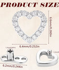 Top Shelf G23 Titanium Dermal Piercing Kit Solid 14 Gauge Surface Implant Anchor Silver Heart Cz top view with dimensions shown