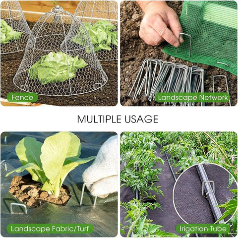 Heavy Duty 12 Inch Galvanized Landscape Staples U Shaped Ground Stakes Anti Rust Garden Pins used for various outdoor projects