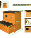 Wooden Chicken Coop For Backyard Living With Outdoor Hen House Design, Three Nesting Boxes, Removable Tray, Folding Door