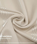 Close-up of Silver Wave Print Blackout Curtains That Keep It Dark And Quiet With Thermal Insulation And Noise Reduction, Light Beige fabric
