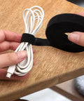 Heavy Duty Reusable Cable Management Straps White Tearable Cord Organizer Tie For Computer Speaker Guitar Wires snagging white cables neatly.