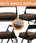 Multi-angle view of 2 Inch Thick Memory Foam Chair Cushion For Folding Chairs With Ties, Non Slip Dining Pad, Dark Brown.