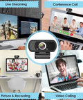 1080P HD Webcam With Built In Microphone And Sturdy Tripod on a desk, designed for live streaming and video calls.