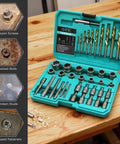 Bolt Extractor Kit And Screw Extractor Set With 40 Left Hand Heavy Duty Cobalt Drill Bits And Easy Out in plastic case