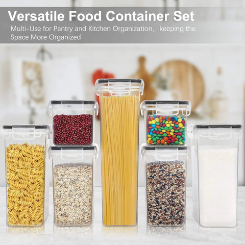 Airtight Food Storage Containers With Lids 7 Piece BPA Free Kitchen Canisters For Spaghetti Pasta Flour Sugar And Dry Goods
