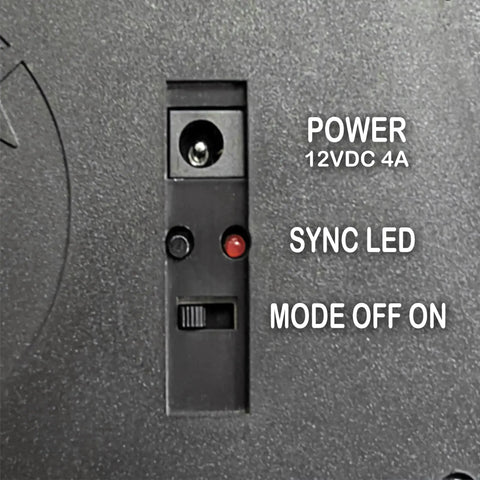 Back of 32 Inch By 17 Inch LED Open Sign With Remote Control showing power and mode switches.