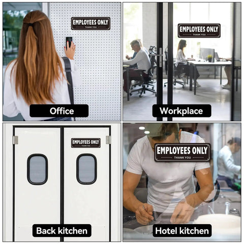 4 Pack Employees Only Signs For Doors And Gates, Heavy Duty Aluminum, Weatherproof Self Adhesive No Entry Signs For Office