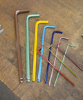 Ball End L Wrench Set Double Pack With ColorGuard 22 Piece Ultra Long Arm Allen Keys in various colors on a wooden surface