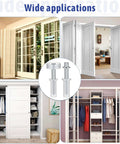 Bifold Closet Door Hardware Kit With 16 Pieces Top Roller Guide Wheels And Top Pivots shown with wide application examples in various doors.