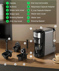3 In 1 Universal Coffee Machine For Nespresso Original Line Pods K Cup Pods And Ground Coffee One Touch Brew with parts labeled