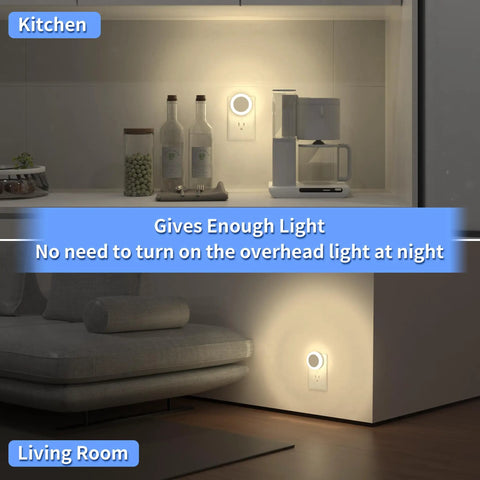 Manual LED Night Light With High Low Off Switch 20 Lumens Brightness Glare Free Warm White 3000K in kitchen and living room