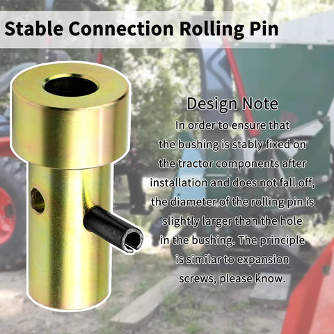 Gold top link bushing with roll pin for Cat 1 Quick Hitch Bushing Set For 3-Point Tractor Implements, replaces TK95029