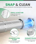 Magnetic Dryer Vent Connector Kit With 4 Inch Hose And Magnetic Coupling Aluminum Duct, showing triple-layer tube and stainless steel clamp