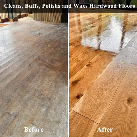 Badass Heavy Duty 13 Inch Orbital Floor Scrubber Buffer Machine Cleans Tile Wood And Carpet Without Hurting Your Back Comes With Three Stiff Brushes And Soft Pads For A Hella Clean Surface Quick, before and after cleaning hardwood floors.