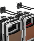 Beefy 12.4 Inch Heavy-Duty Wall Mount Garage Hooks 2-Pack Rustproof Steel Hangers storing multiple chairs on wall