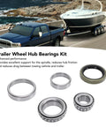 Boat Trailer Bearing Kit 5 Piece Set for Axle Hub Bearings With Seals shown with trailer on coastal road